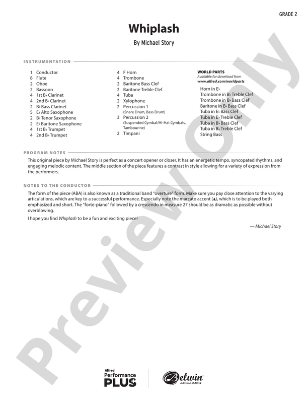 Whiplash - Concert Band Conductor Score & Parts (Digital Download)