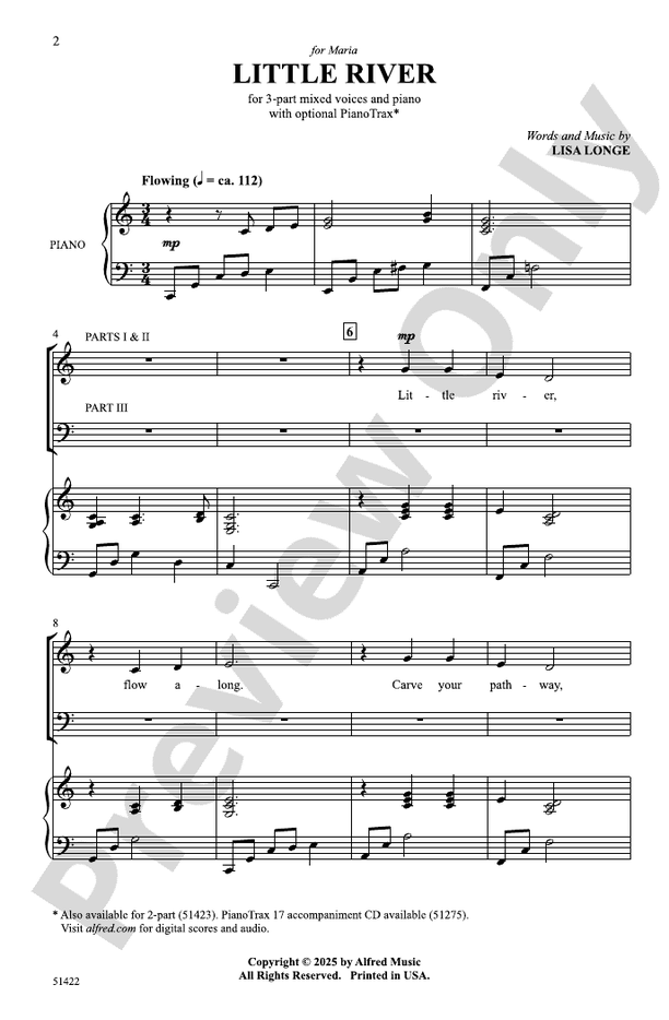 Little River - 3 Part Mixed Choral Octavo (Digital Download)