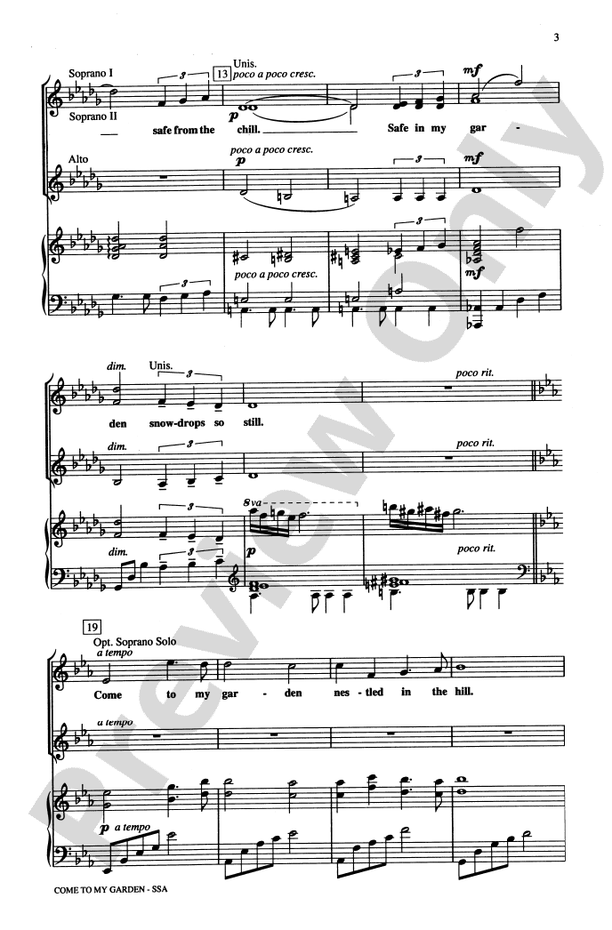 Come to My Garden (from The Secret Garden) – SSA Choral Octavo (Digital Download)