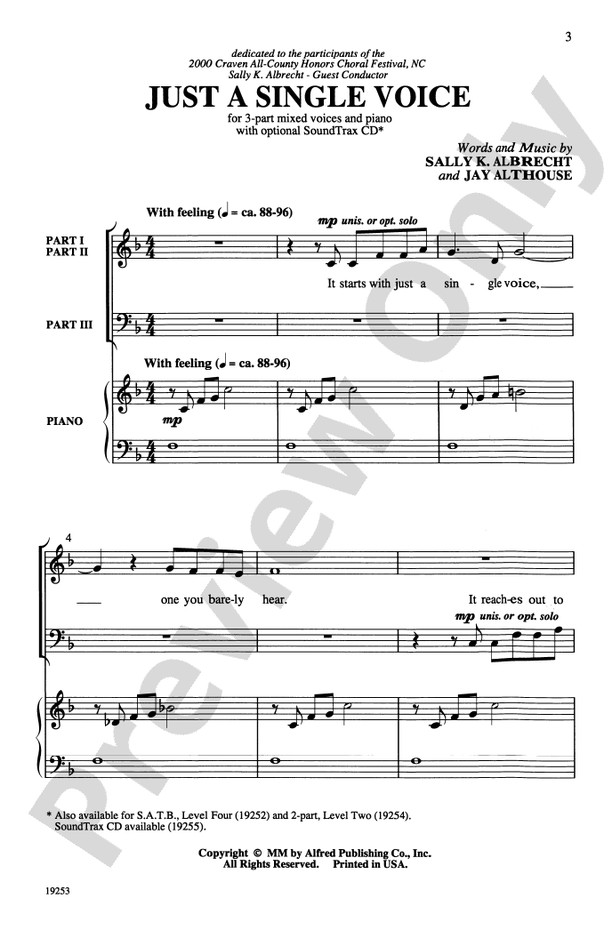 Just a Single Voice – 3-Part Mixed Choral Octavo (Digital Download)