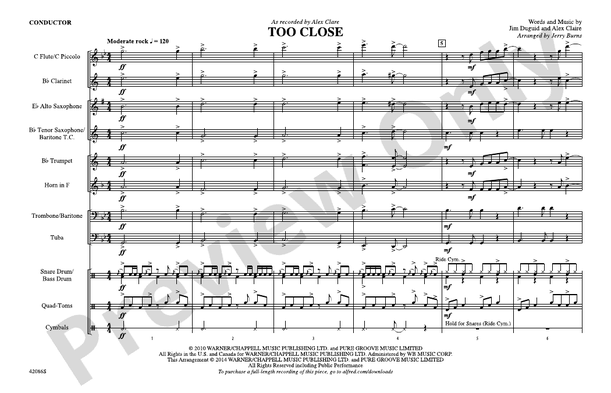 Too Close – Marching Band Conductor Score & Parts (Digital Download)