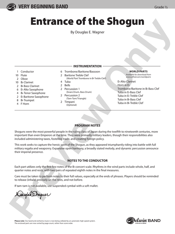 Entrance of the Shogun - Concert Band Conductor Score & Parts (Digital Download)