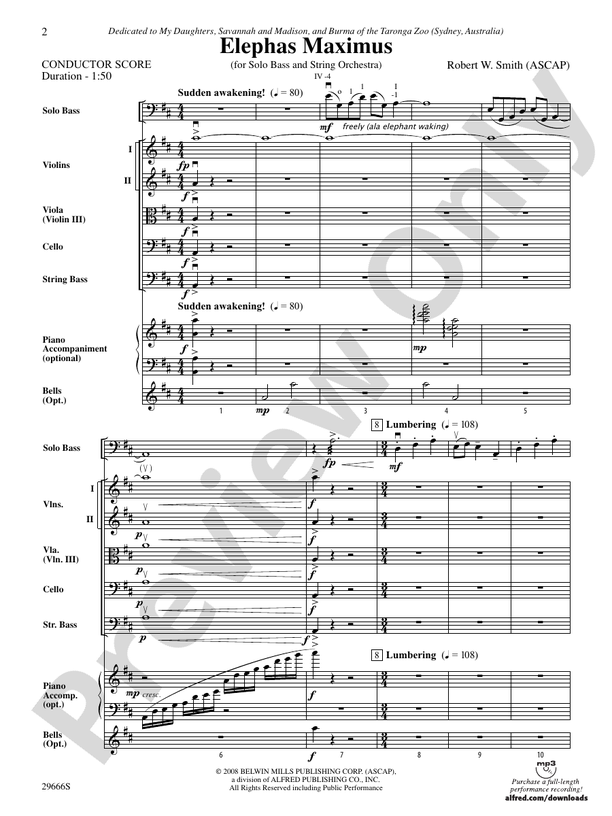 Elephas Maximus (For Solo Bass and String Orchestra) – String Orchestra Conductor Score & Parts (Digital Download)
