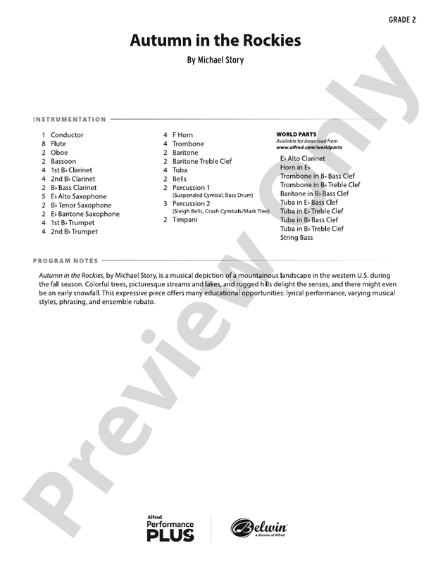Autumn in the Rockies - Concert Band Conductor Score & Parts (Digital Download)