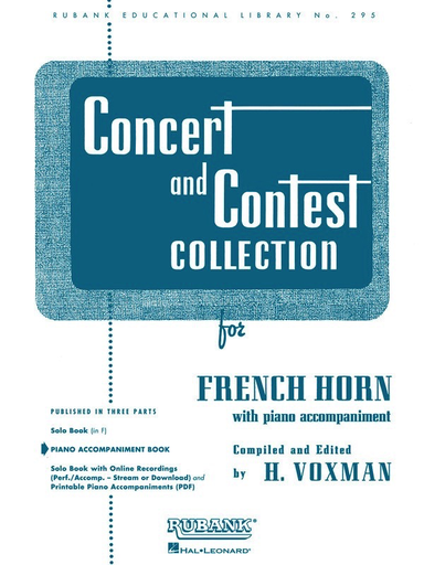 Concert and Contest Collection for French Horn - Piano Accompaniment ONLY - Various - Himie Voxman Rubank Publications
