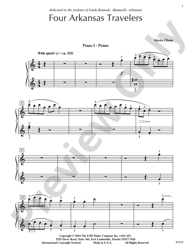 Four Arkansas Travelers - 2 Pianos, 8 Hands (Digital Download)