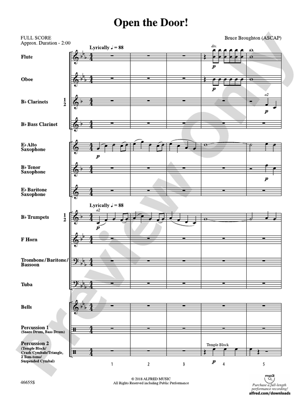 Open the Door! - Concert Band Conductor Score & Parts (Digital Download)