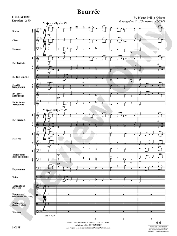 Bourree - Concert Band Conductor Score & Parts (Digital Download)