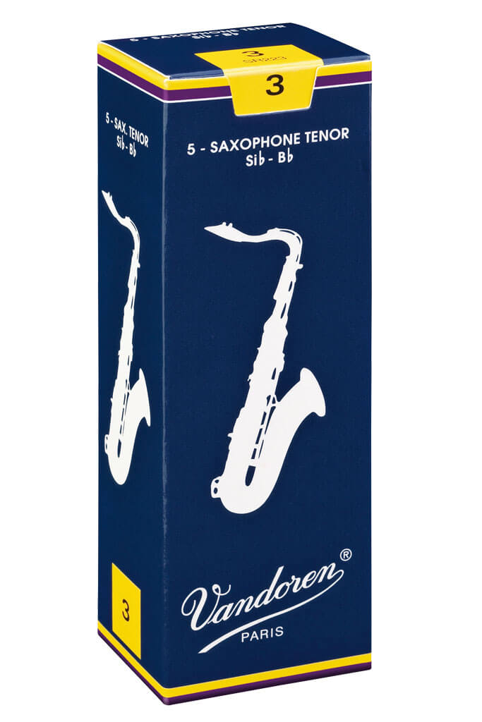 Vandoren Traditional Tenor Saxophone Reeds, Strength 3, 5-Pack