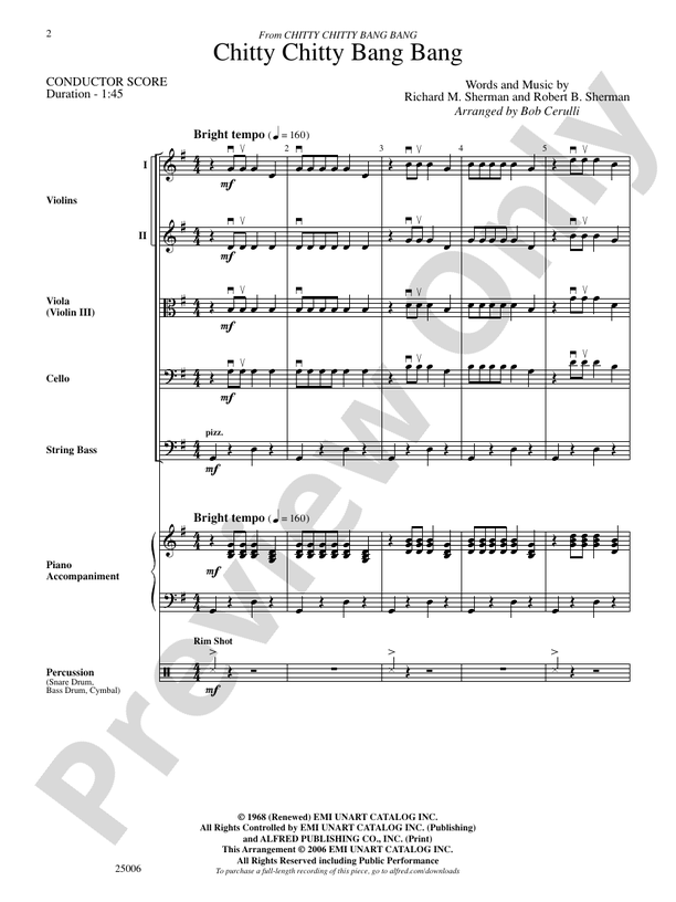 Chitty Chitty Bang Bang (Grade 2) - String Orchestra Conductor Score & Parts (Digital Download)