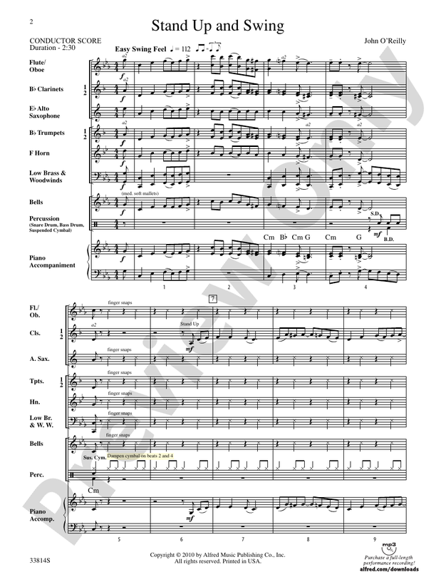 Stand Up and Swing - Concert Band Conductor Score & Parts (Digital Download)