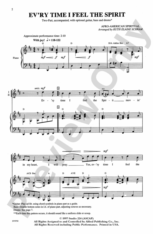 Ev'ry Time I Feel the Spirit – 2-Part Choral Octavo (Digital Download)