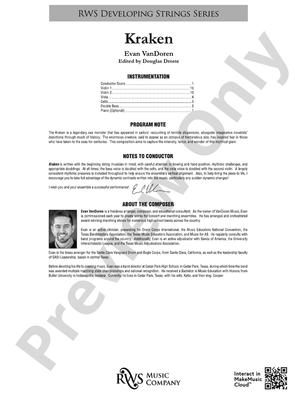 Kraken - String Orchestra Conductor Score & Parts (Digital Download)