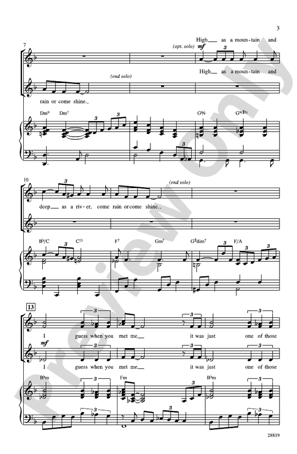 Come Rain or Come Shine – SSA Choral Octavo (Digital Download)