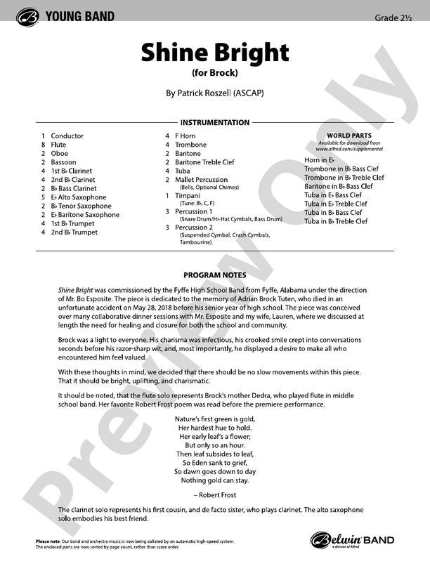 Shine Bright - Concert Band Conductor Score & Parts (Digital Download)