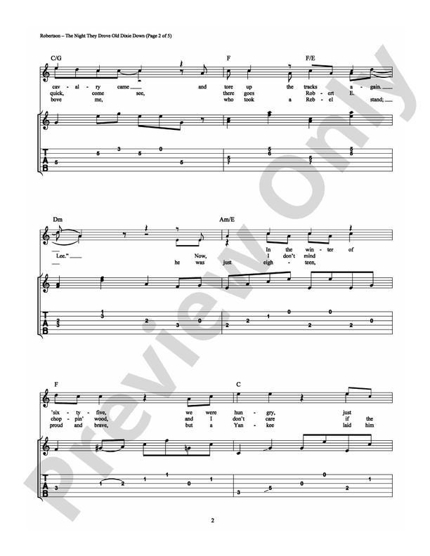 The Night They Drove Old Dixie Down - Guitar TAB (Digital Download)