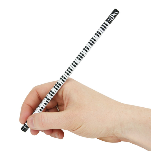 Music Pencil Black with White Piano Keyboard and Treble Clef