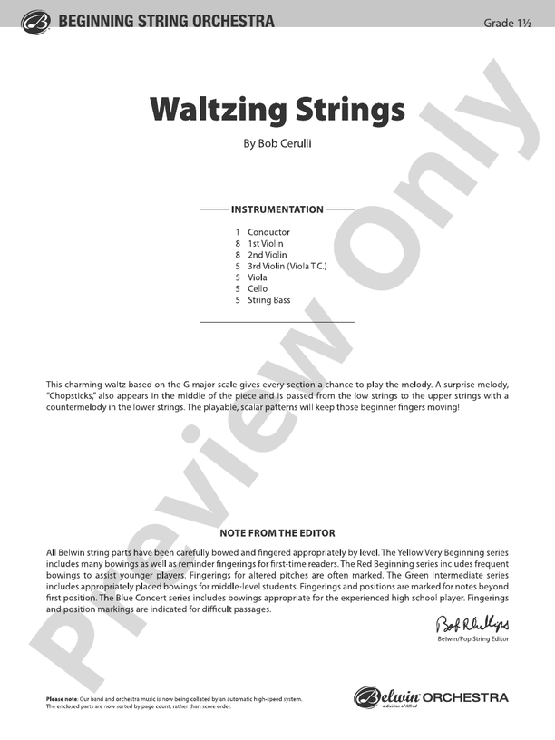 Waltzing Strings - String Orchestra Conductor Score & Parts (Digital Download)