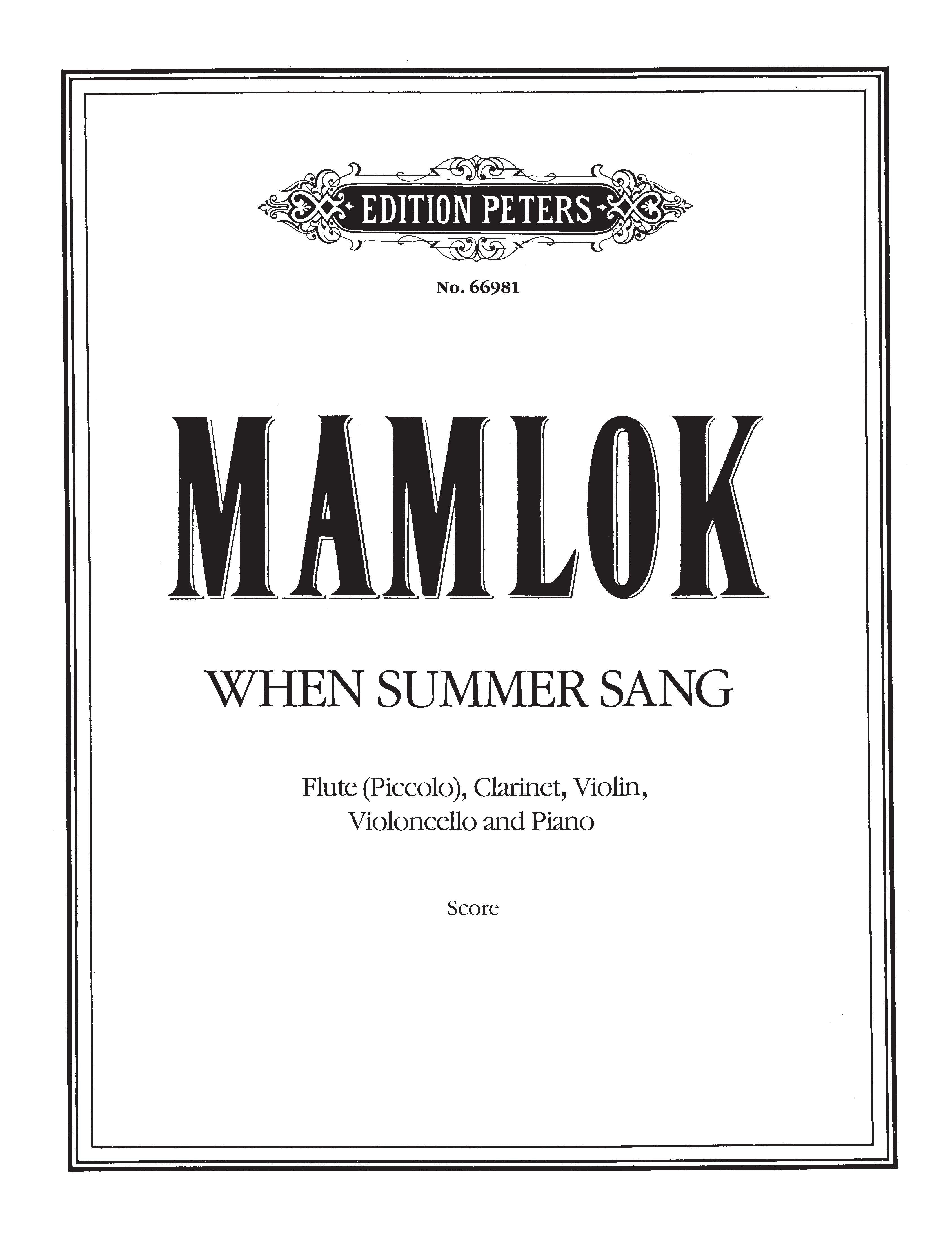 When Summer Sang (EP66981) - Clarinet/Flute/Piano/Violin/Cello Full Score (Digital Download)
