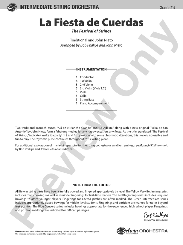 La Fiesta de Cuerdas - String Orchestra Conductor Score & Parts (Digital Download)