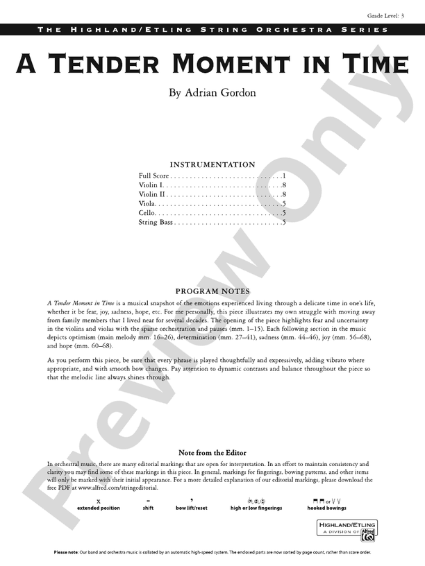 A Tender Moment in Time - String Orchestra Conductor Score & Parts (Digital Download)