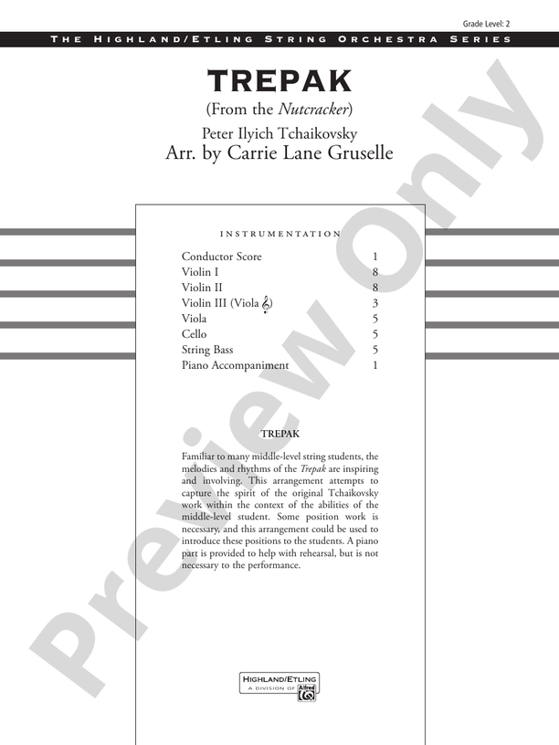 Trepak – String Orchestra Conductor Score & Parts (Digital Download)