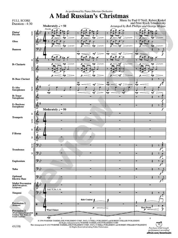 A Mad Russian's Christmas - Concert Band Conductor Score & Parts (Digital Download)