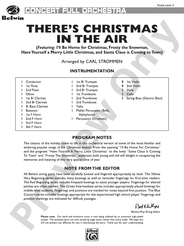 There's Christmas in the Air - Full Orchestra Conductor Score & Parts (Digital Download)