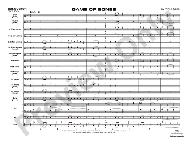 Game of Bones – Jazz Ensemble Conductor Score & Parts (Digital Download)