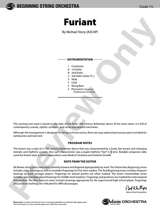 Furiant - String Orchestra Conductor Score & Parts (Digital Download)