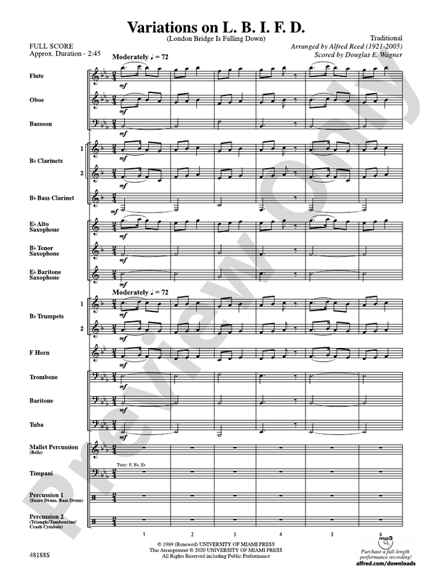 Variations on L. B. I. F. D. - Concert Band Conductor Score & Parts (Digital Download)