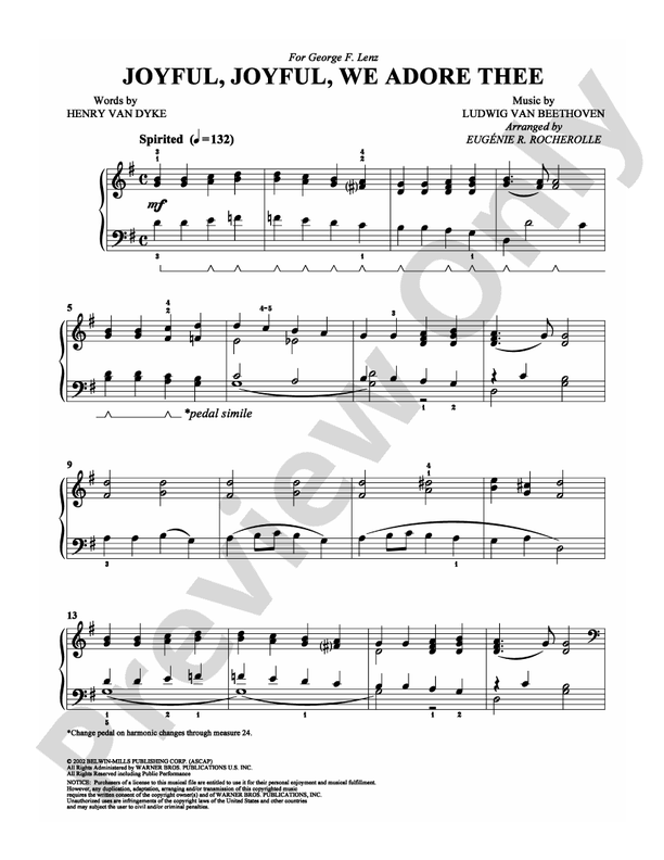 Joyful, Joyful, We Adore Thee - Arr. Eugenie R Rocherolle - Easy Piano (Digital Download)