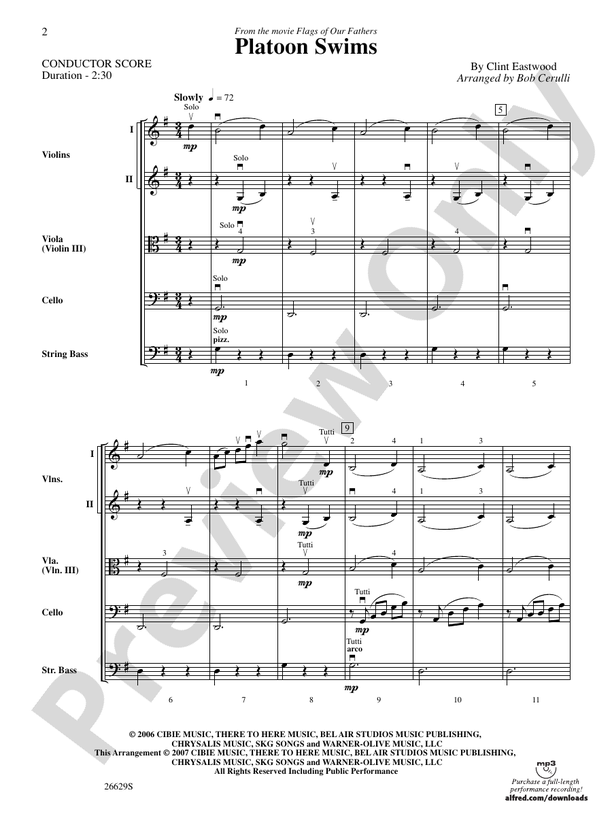 Platoon Swims (from Flags of Our Fathers) – String Orchestra Conductor Score & Parts (Digital Download)