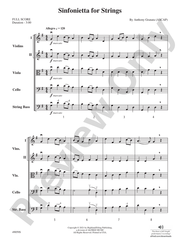 Sinfonietta for Strings - String Orchestra Conductor Score & Parts (Digital Download)