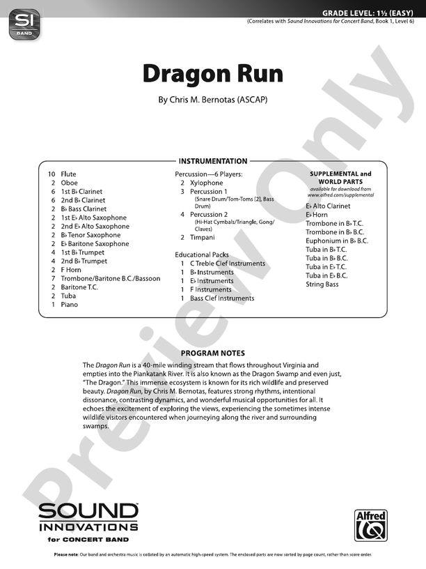 Dragon Run - Concert Band Conductor Score & Parts (Digital Download)