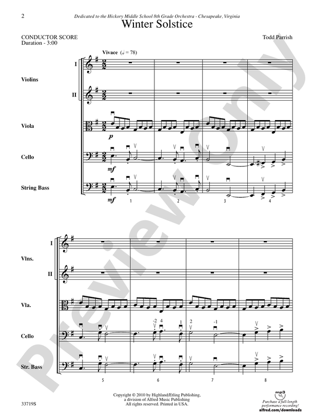 Winter Solstice – String Orchestra Conductor Score & Parts (Digital Download)
