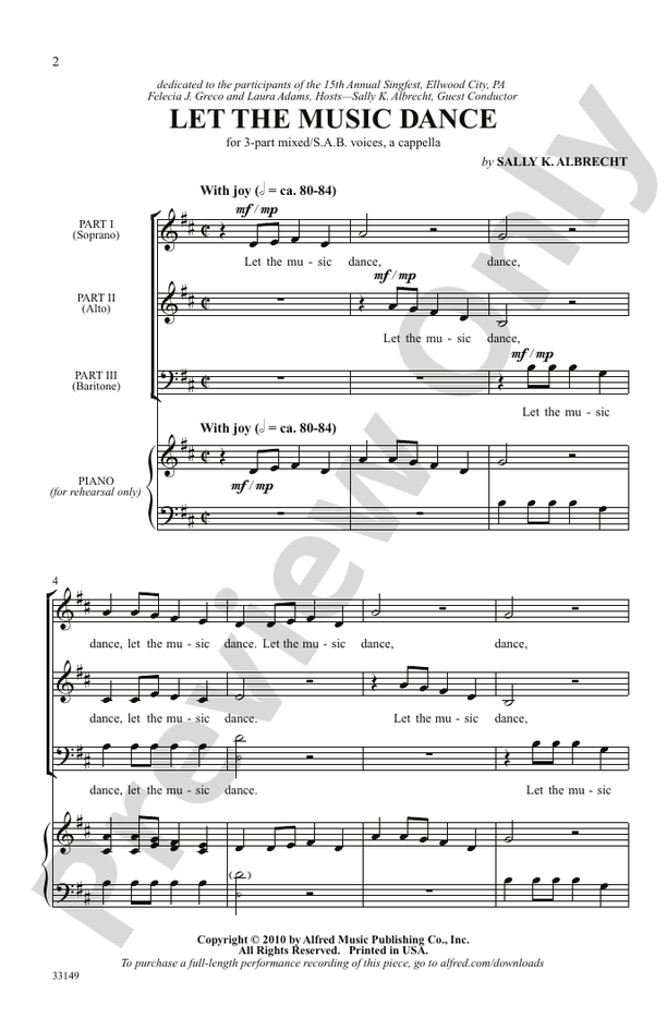 Let the Music Dance – 3-Part Mixed / SAB, a cappella Choral Octavo (Digital Download)