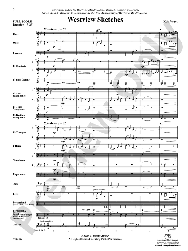 Westview Sketches - Concert Band Conductor Score & Parts (Digital Download)