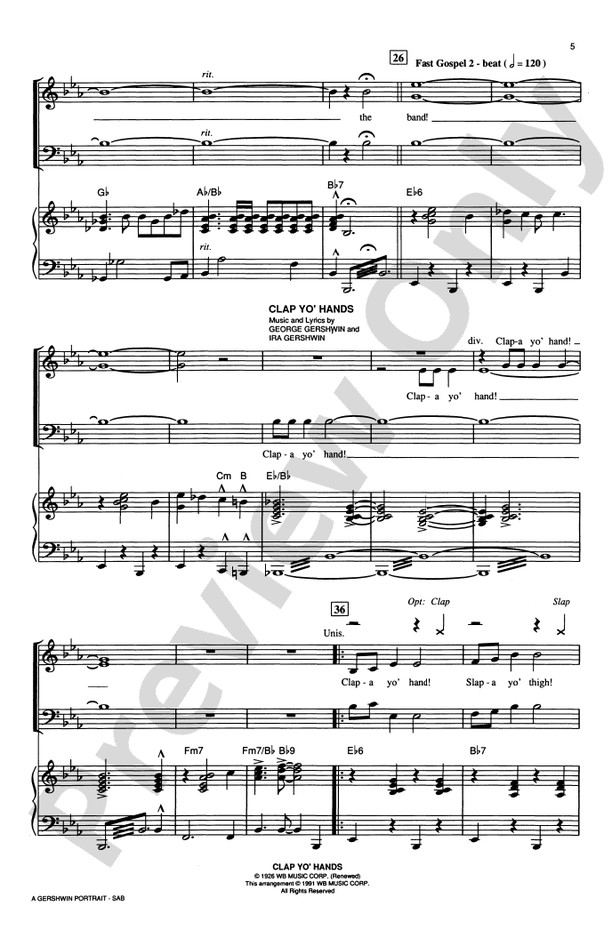 A Gershwin Portrait! The Music of George and Ira Gershwin - SAB Choral Octavo (Digital Download)