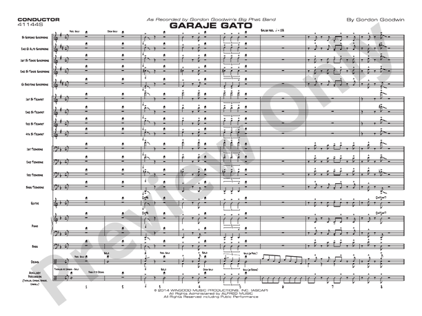 Garaje Gato (Grade 6) - Jazz Ensemble Conductor Score & Parts (Digital Download)