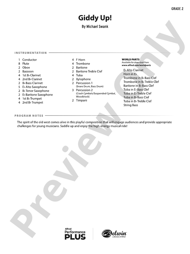 Giddy Up! - Concert Band Conductor Score & Parts (Digital Download)