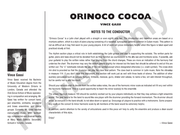 Orinoco Cocoa - Jazz Ensemble Conductor Score & Parts(Digital Download)