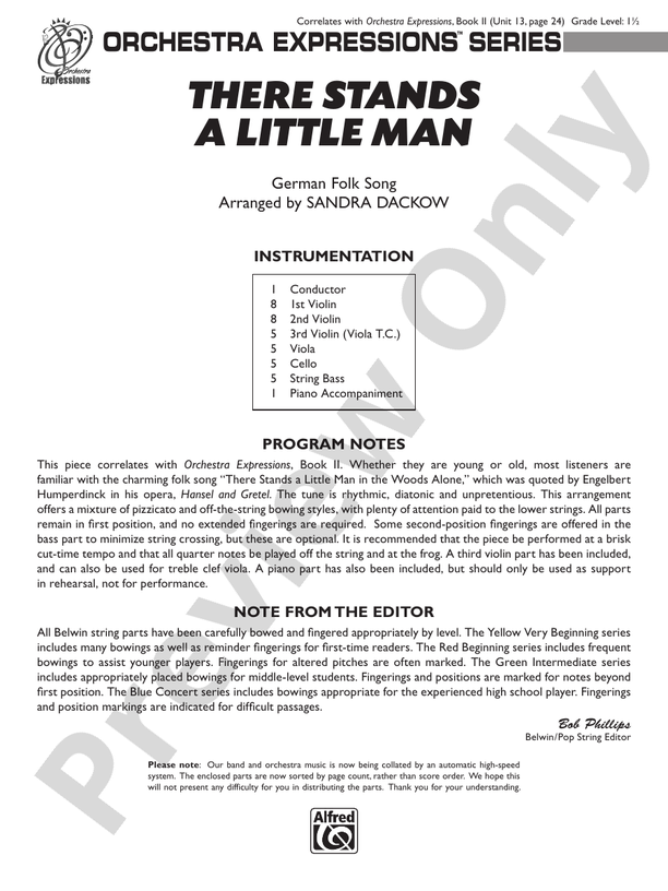 There Stands a Little Man – String Orchestra Conductor Score & Parts (Digital Download)