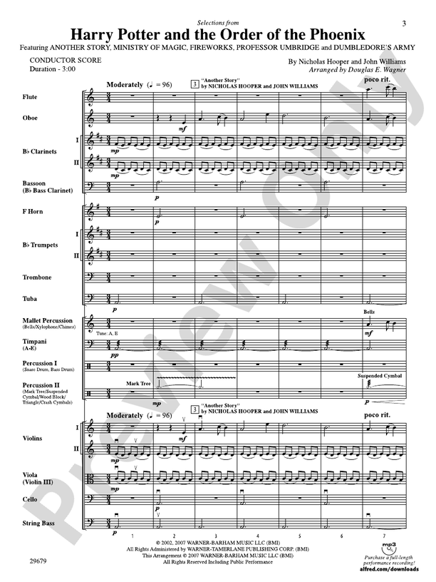 Harry Potter and the Order of the Phoenix, Selections from – Full Orchestra Conductor Score & Parts (Digital Download)
