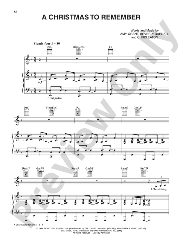 A Christmas to Remember -  Amy Grant - PVG (Digital Download)