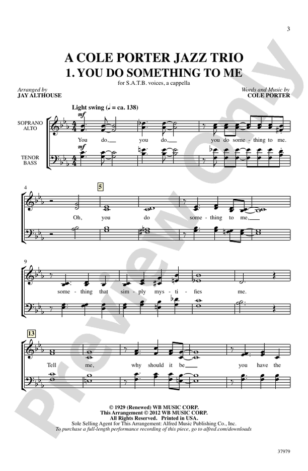 A Cole Porter Jazz Trio - SATB, a cappella Choral Octavo (Digital Download)