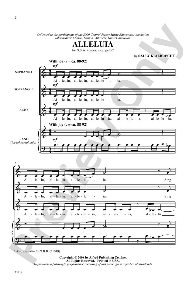 Alleluia - SSA, a cappella Choral Octavo (Digital Download)