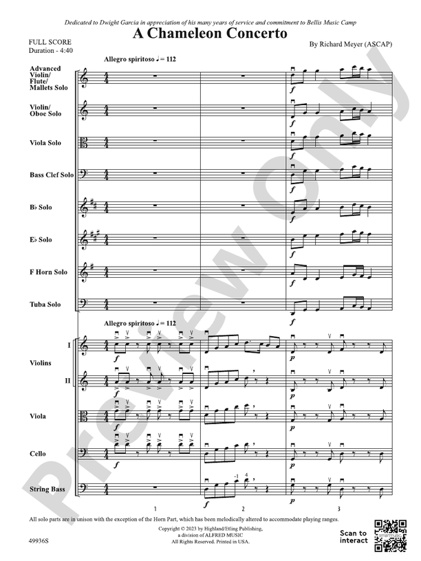 A Chameleon Concerto - String Orchestra Conductor Score & Parts (Digital Download)