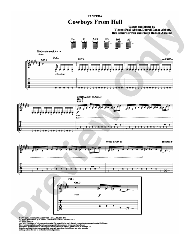 Cowboys From Hell - Guitar TAB (Digital Download)