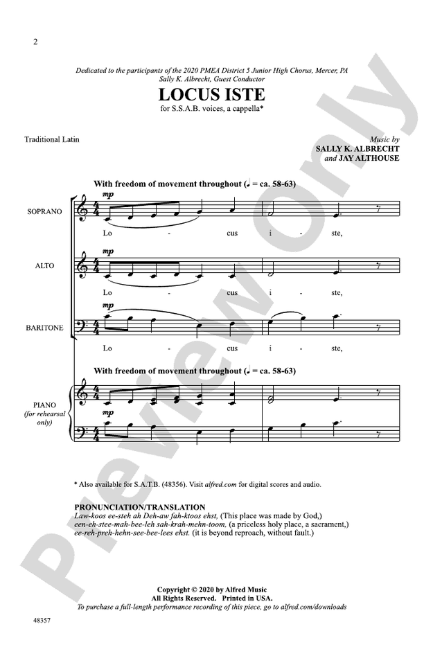 Locus Iste – SSAB, a cappella Choral Octavo (Digital Download)